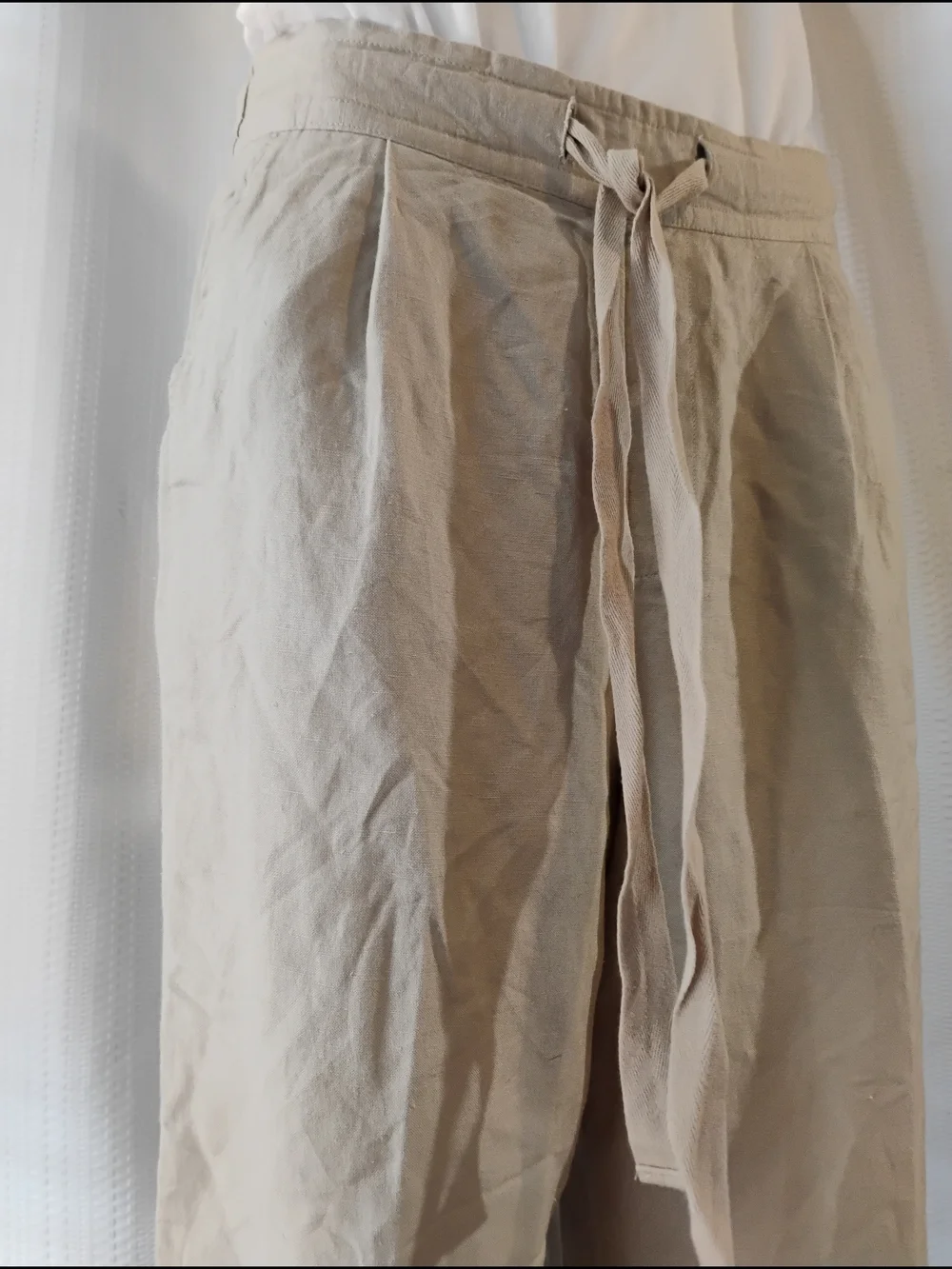 A New Day Women's Beige Drawstring Linen-Blend Pants Size M